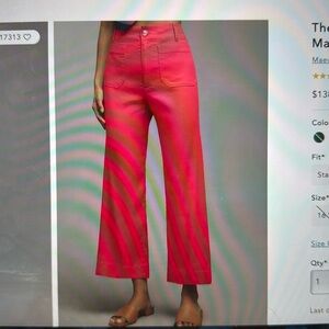 ANTHROPOLOGIE Maeve Colette Cropped Linen Wide Leg PantsSize 24W PLUS SIZE NEW